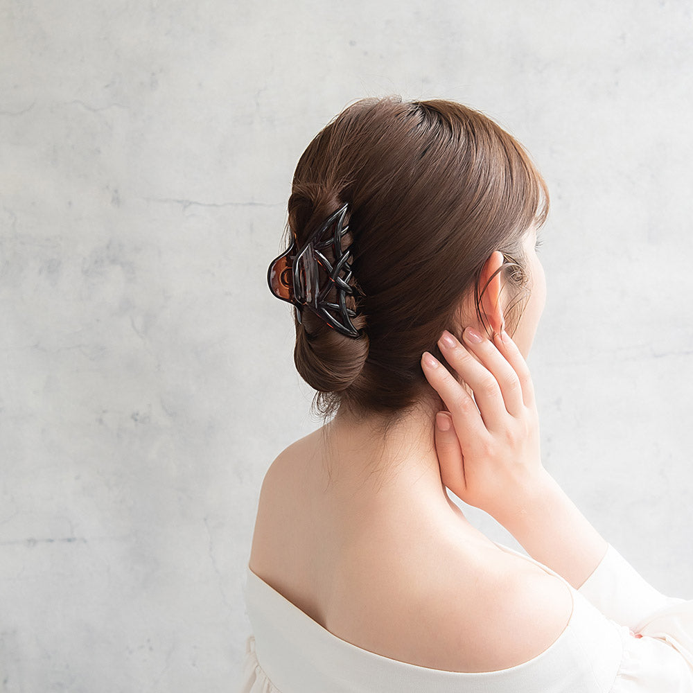 ヘアクリップ クロス ライン アーチ ベーシックカラー バンスクリップ