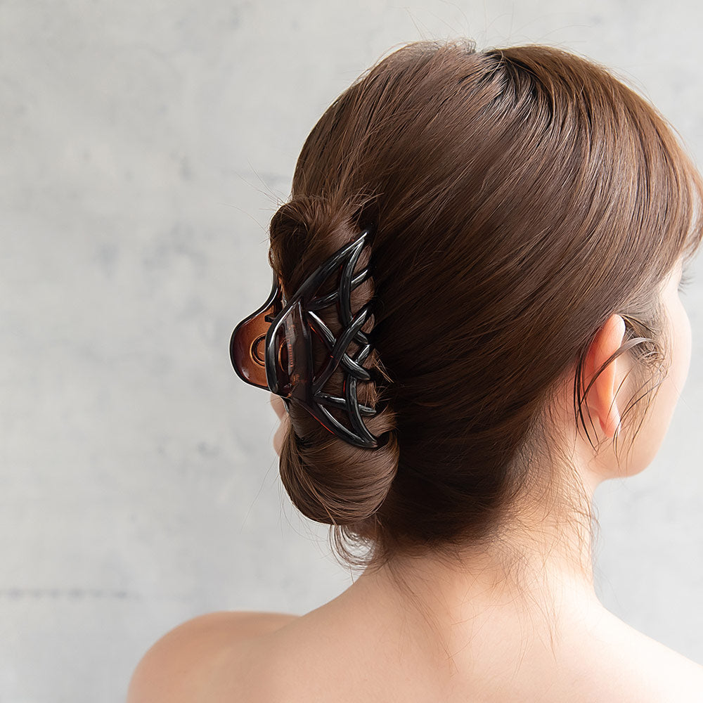 ヘアクリップ クロス ライン アーチ ベーシックカラー バンスクリップ