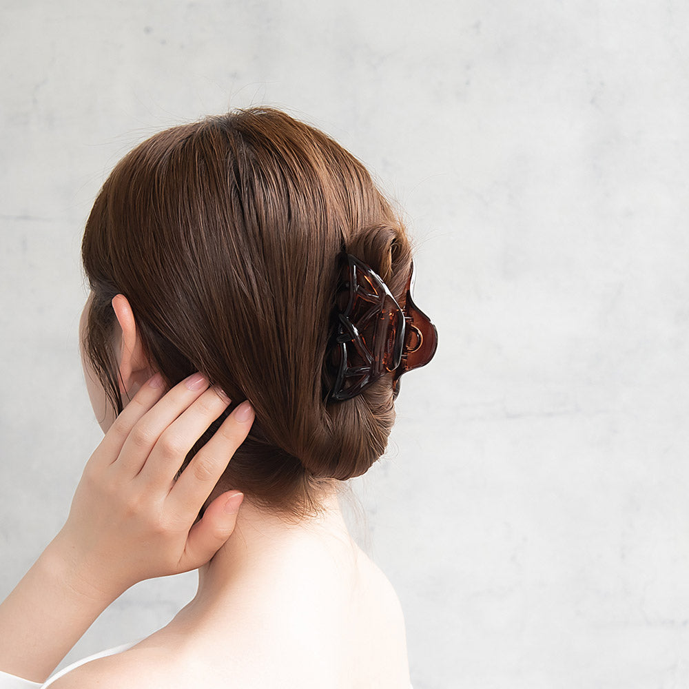 ヘアクリップ クロス ライン アーチ ベーシックカラー バンスクリップ