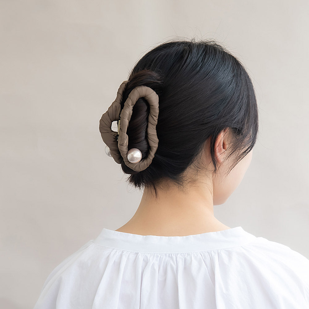 ヘアクリップ フレーム ビックパール バンスクリップ