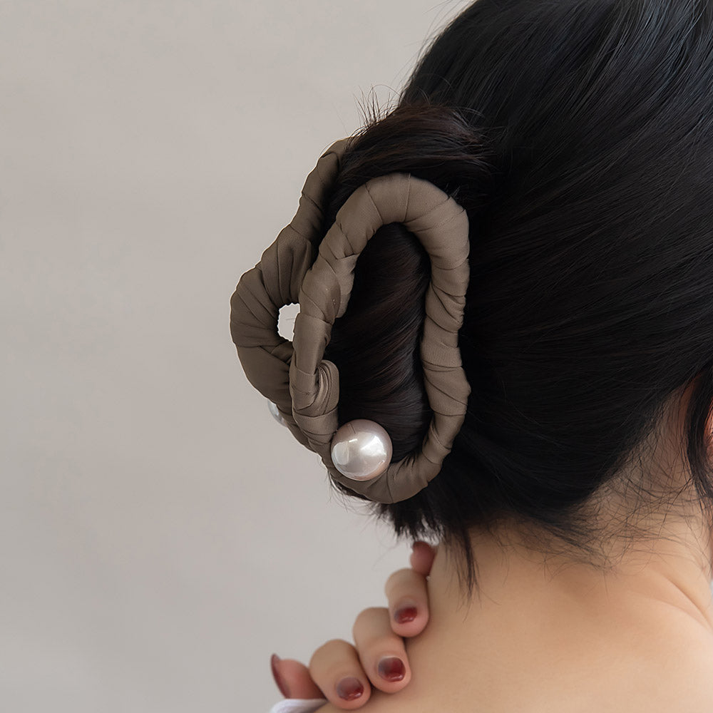 ヘアクリップ フレーム ビックパール バンスクリップ