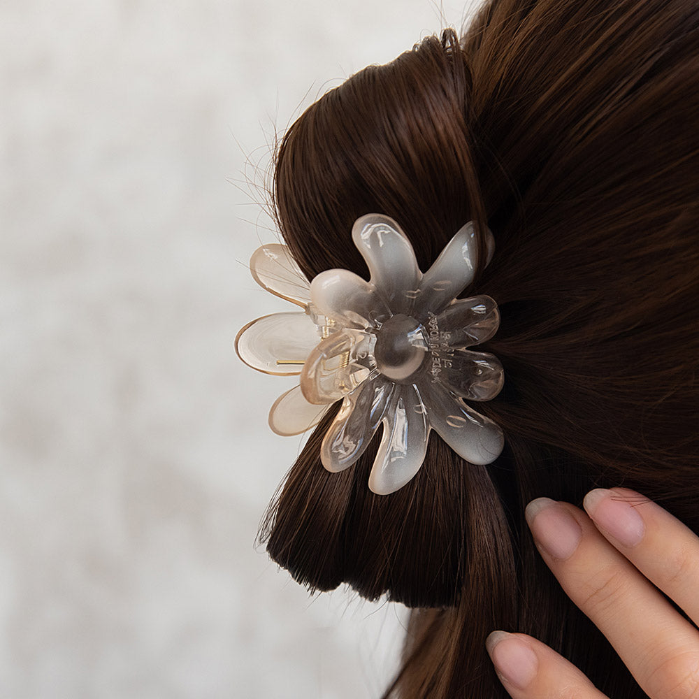 ヘアクリップ クリア カラー フラワー 67mm バンスクリップ