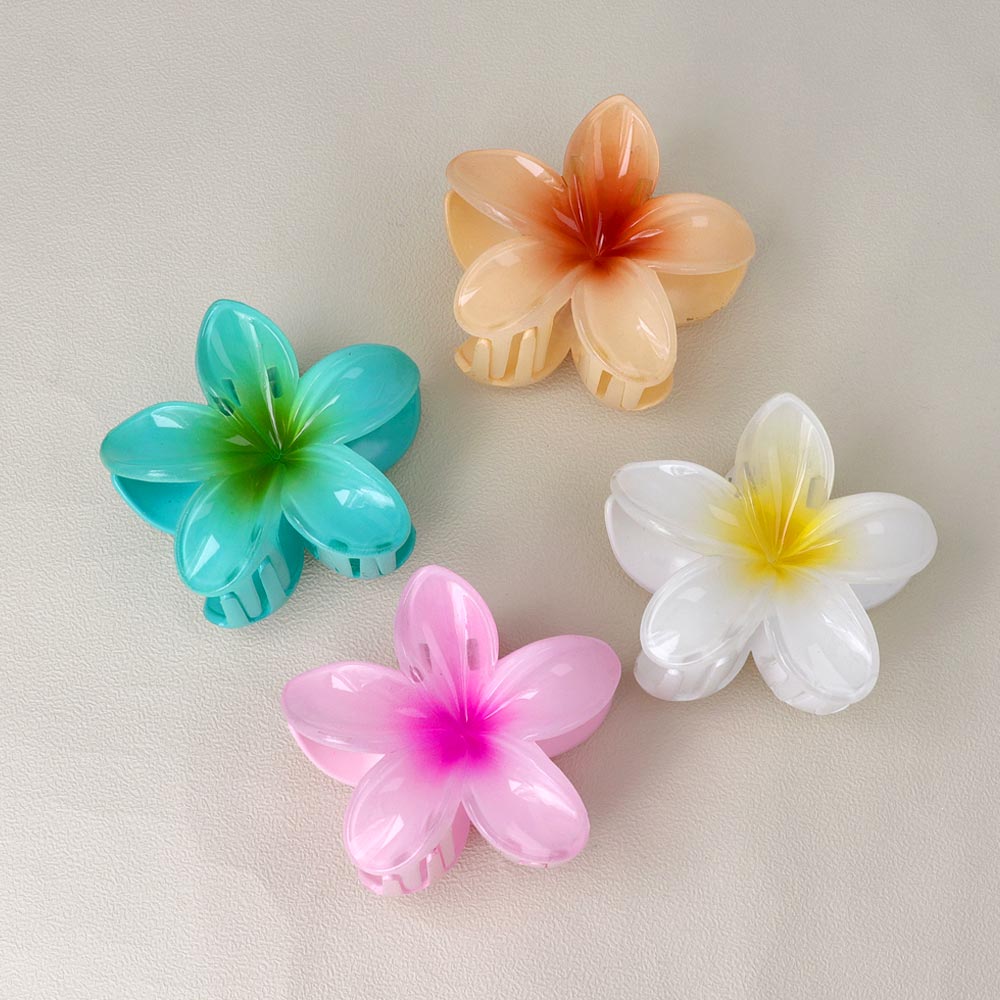 ヘアクリップ プルメリア フラワー 花 カラー 80mm バンスクリップ