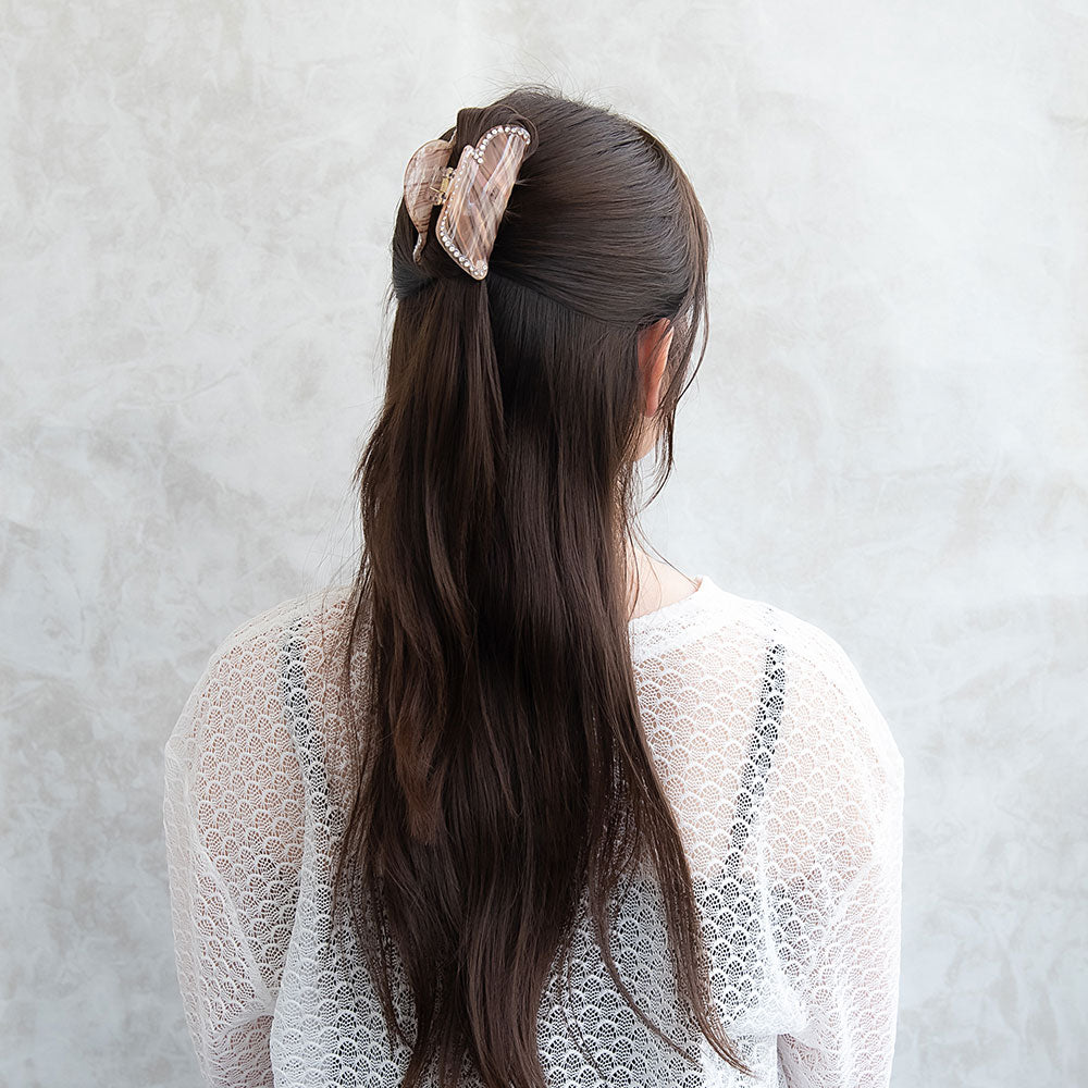ヘアクリップ ハート マーブル カラー ミニ ストーン バンスクリップ
