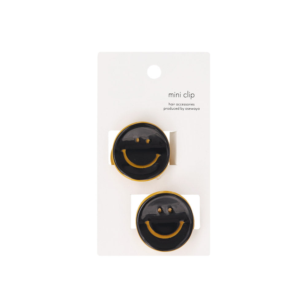 ヘアクリップ mini clip スマイル バイカラー 2個セット ミニ バンスクリップ