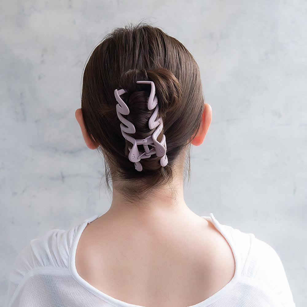 ヘアクリップ ウェーブ ライン ミニ ストーン マットカラー ビッグ バンスクリップ