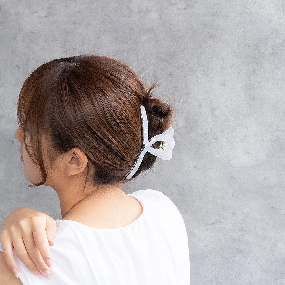 ヘアクリップ マーブル カラー ライン ハート ロール ビッグ バンスクリップ