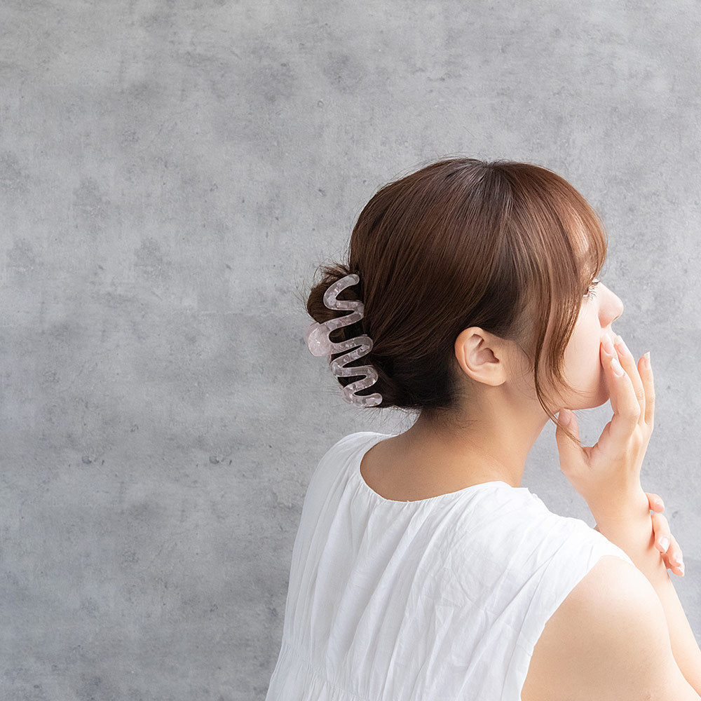 ヘアクリップ オーロラ マーブル カラー ウェーブ ライン バンスクリップ