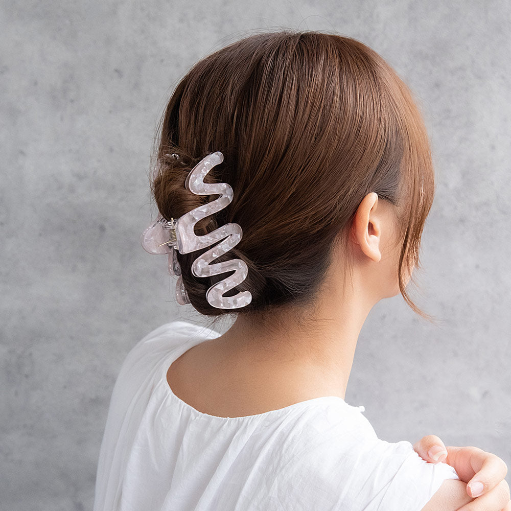 ヘアクリップ オーロラ マーブル カラー ウェーブ ライン バンスクリップ