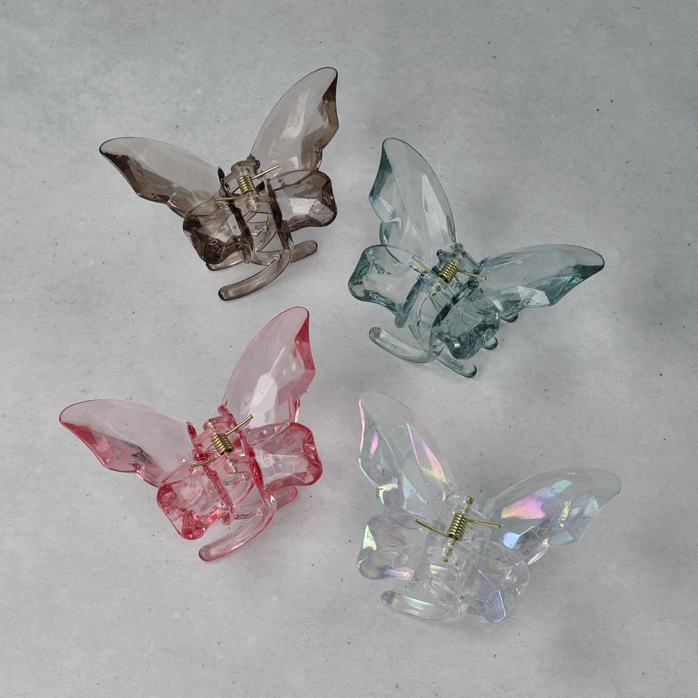 ヘアクリップ バタフライ クリア カラー バンスクリップ