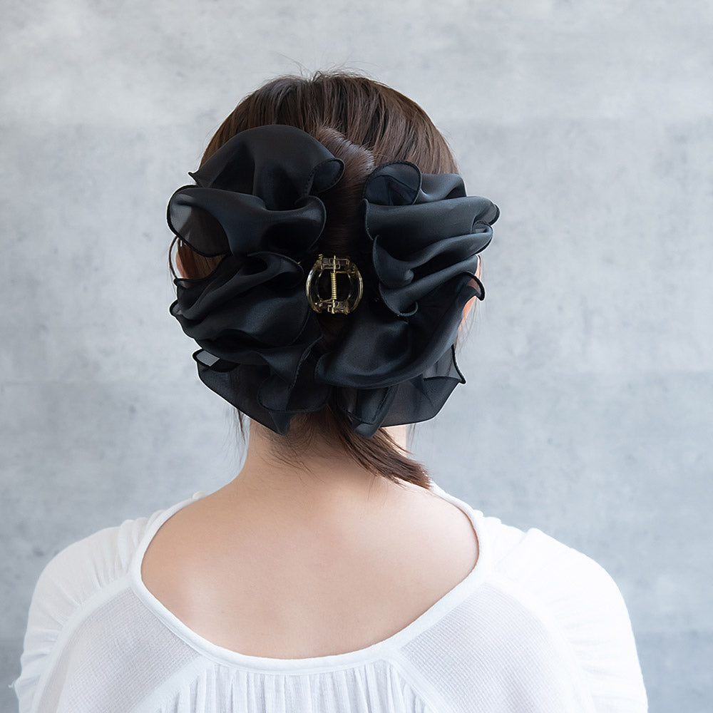 ヘアクリップ ビッグ フリル シアー ボリューム バンスクリップ