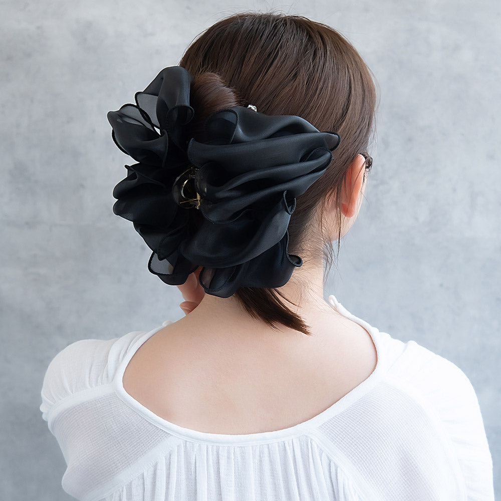 ヘアクリップ ビッグ フリル シアー ボリューム バンスクリップ