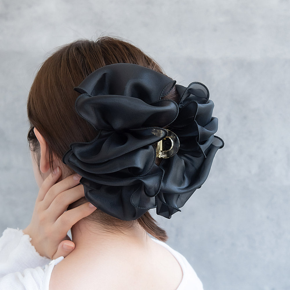 ヘアクリップ ビッグ フリル シアー ボリューム バンスクリップ