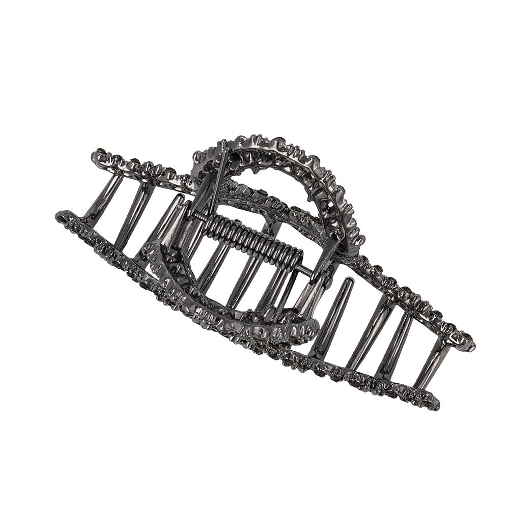 ヘアクリップ メタル ランダム ミニフラワーストーン ロールバンスクリップ