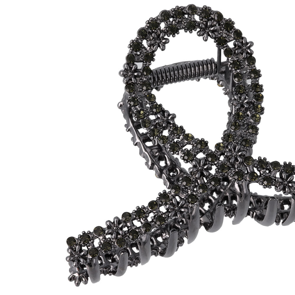 ヘアクリップ メタル ランダム ミニフラワーストーン ロールバンスクリップ