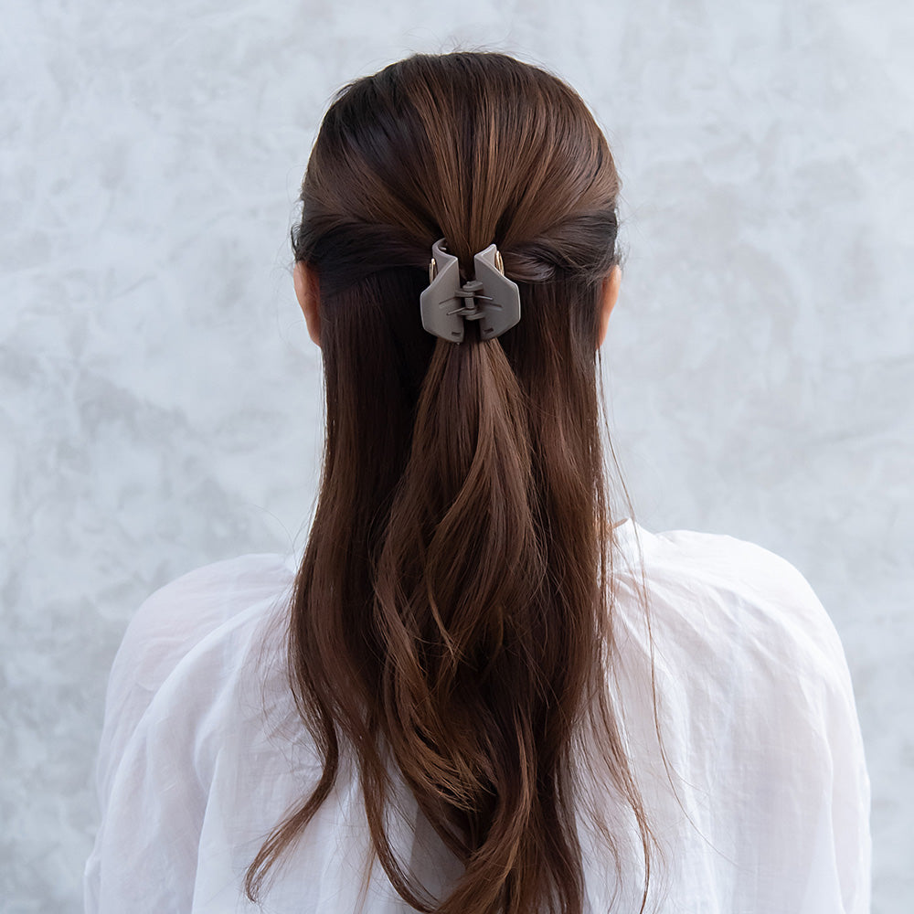 ヘアクリップ メタル ループ ライン くすみ ベーシックカラー バンスクリップ