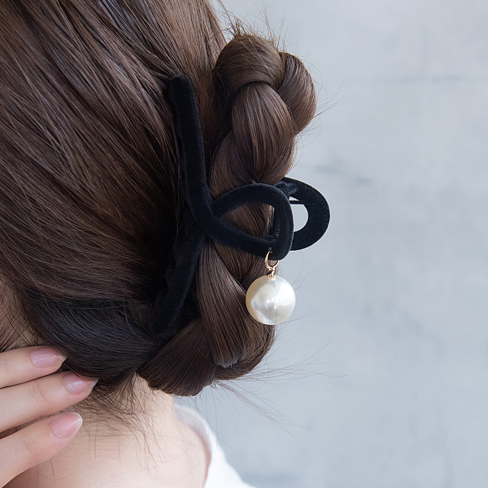 ヘアクリップ フロッキー ロール パール バンスクリップ