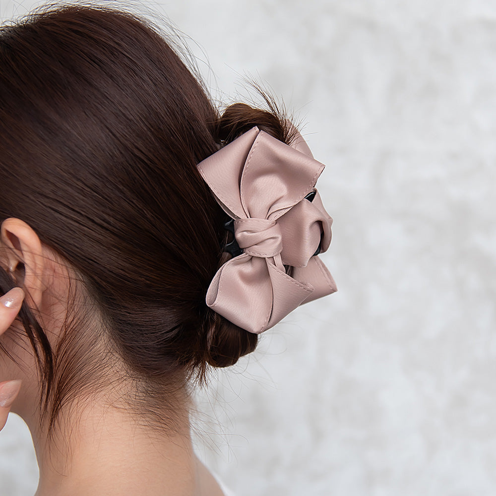 ヘアクリップ リボン ベーシックカラー バンスクリップ