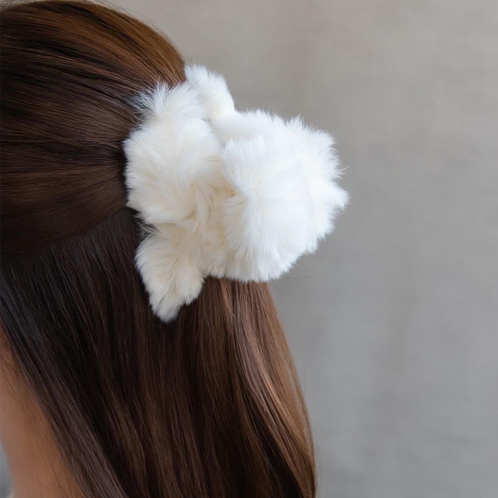 ヘアクリップ ファー カラー バンスクリップ