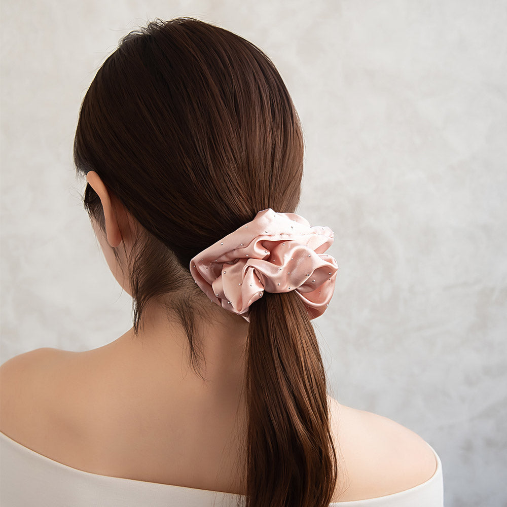 シュシュ ドット柄 ビッグ カラー ヘアゴム ヘアポニー