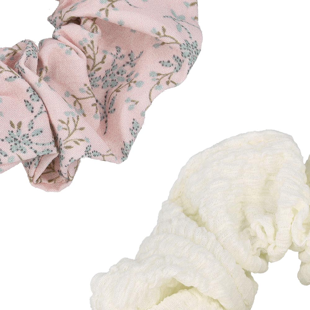 シュシュ フラワー 花 柄 カラー 2個セット ヘアゴム ヘアポニー