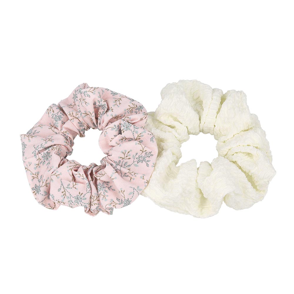 シュシュ フラワー 花 柄 カラー 2個セット ヘアゴム ヘアポニー