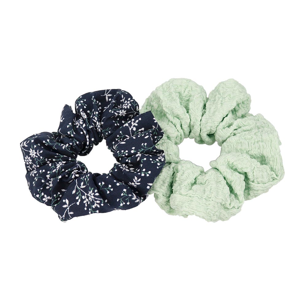 シュシュ フラワー 花 柄 カラー 2個セット ヘアゴム ヘアポニー