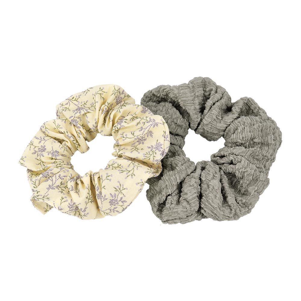 シュシュ フラワー 花 柄 カラー 2個セット ヘアゴム ヘアポニー