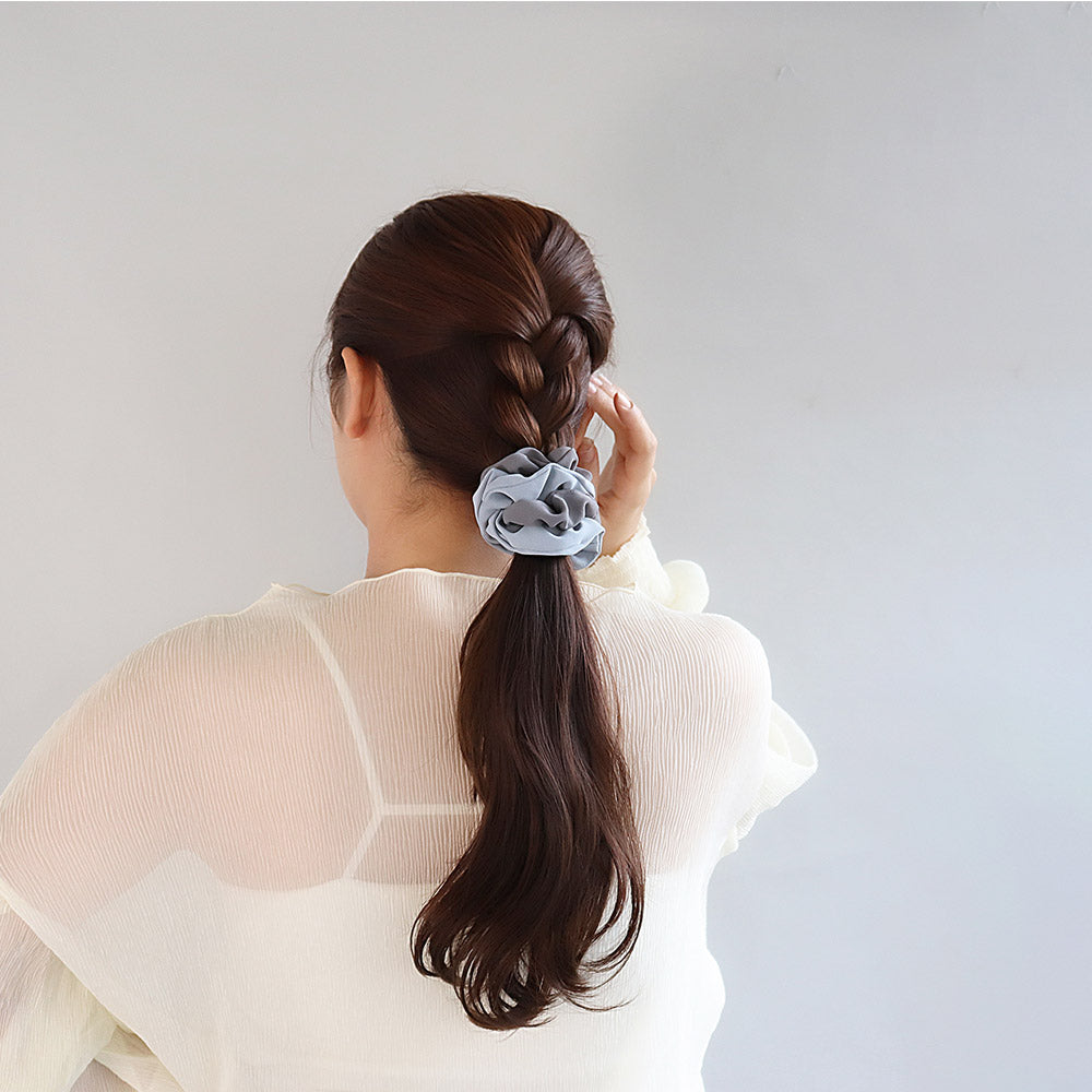 シュシュ 無地 カラー 2色 80mm 2個セット ヘアゴム ヘアポニー