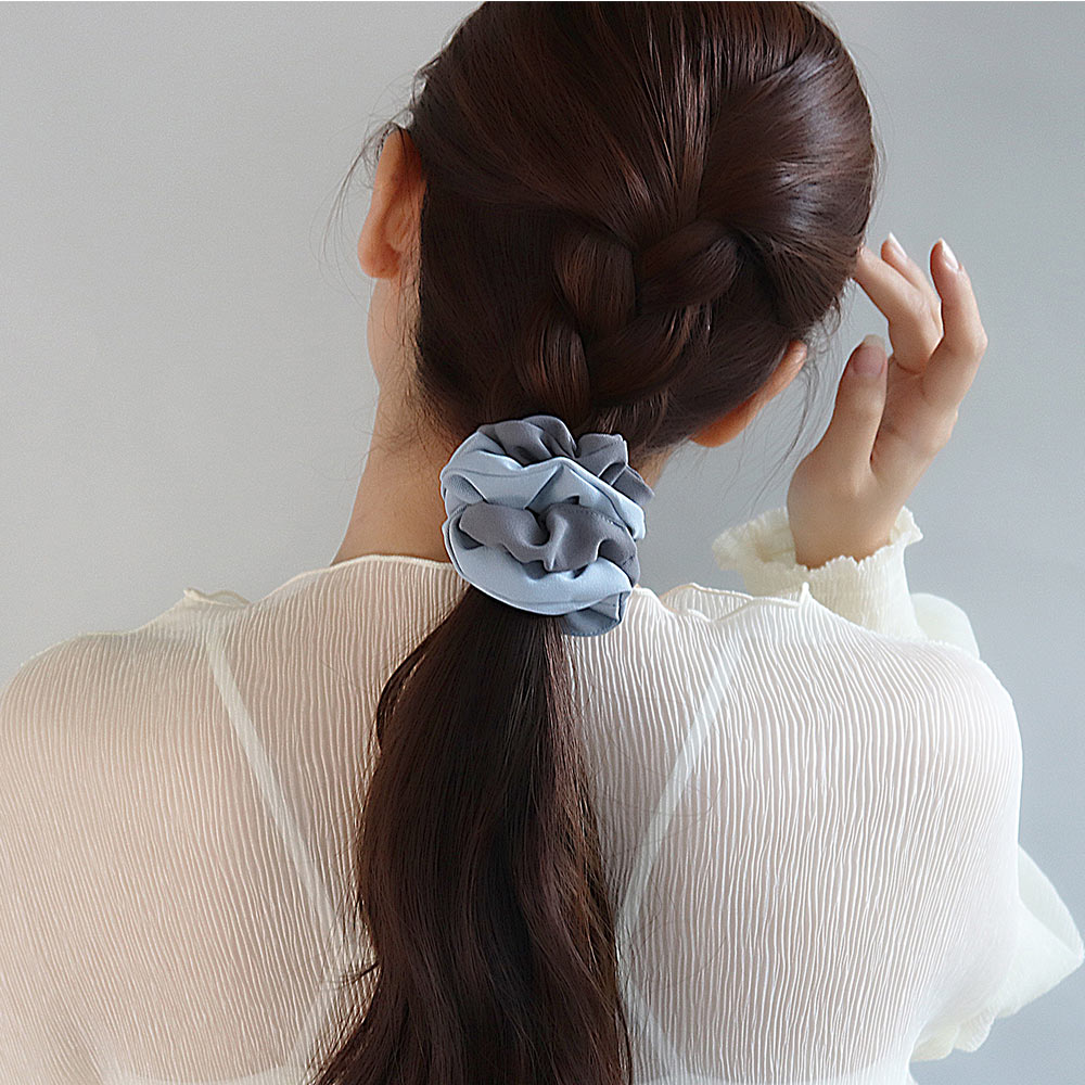 シュシュ 無地 カラー 2色 80mm 2個セット ヘアゴム ヘアポニー