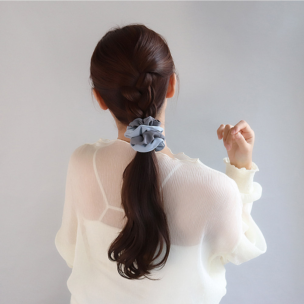 シュシュ 無地 カラー 2色 80mm 2個セット ヘアゴム ヘアポニー