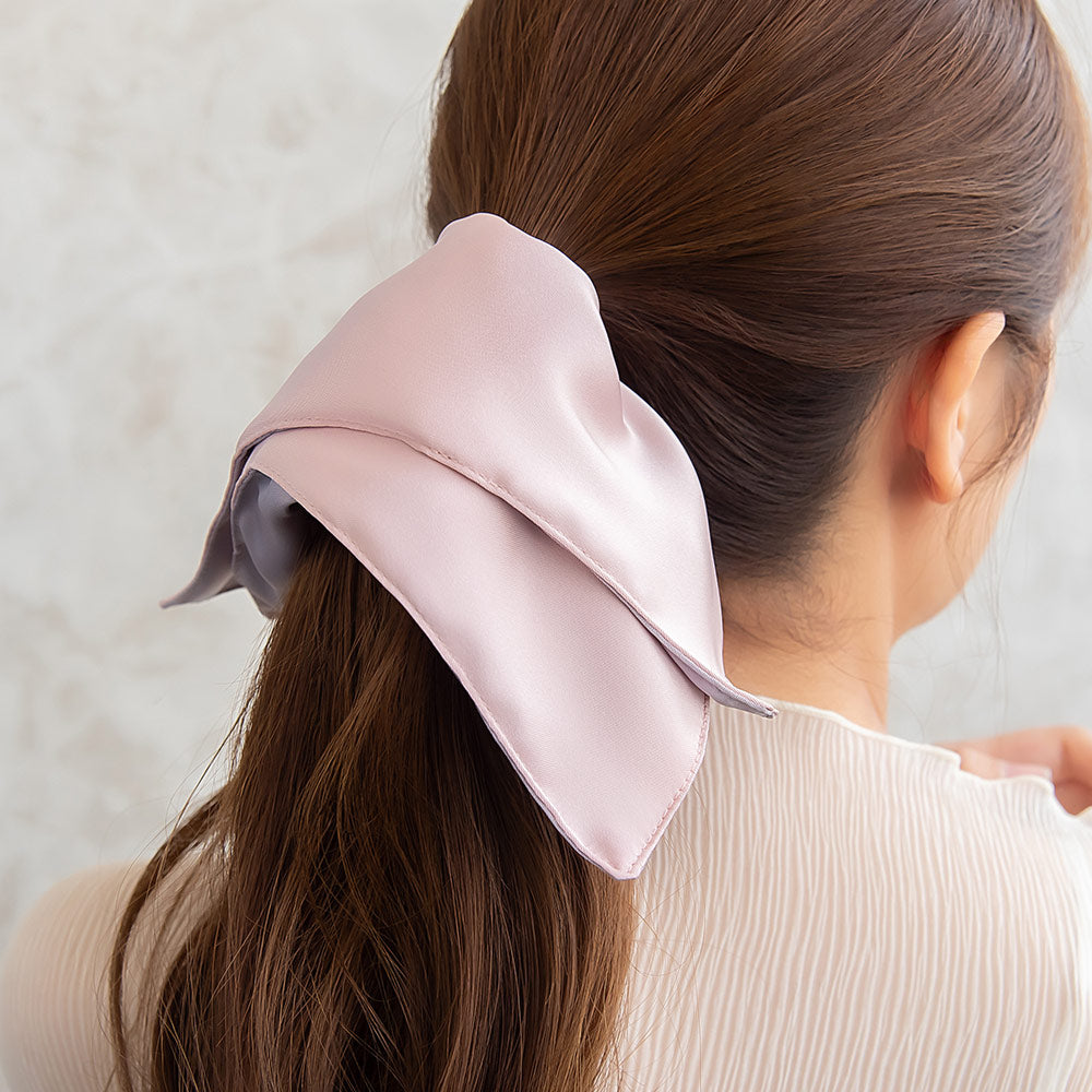 シュシュ スクエア ビッグ リバーシブル バイカラー ヘアゴム ヘアポニー