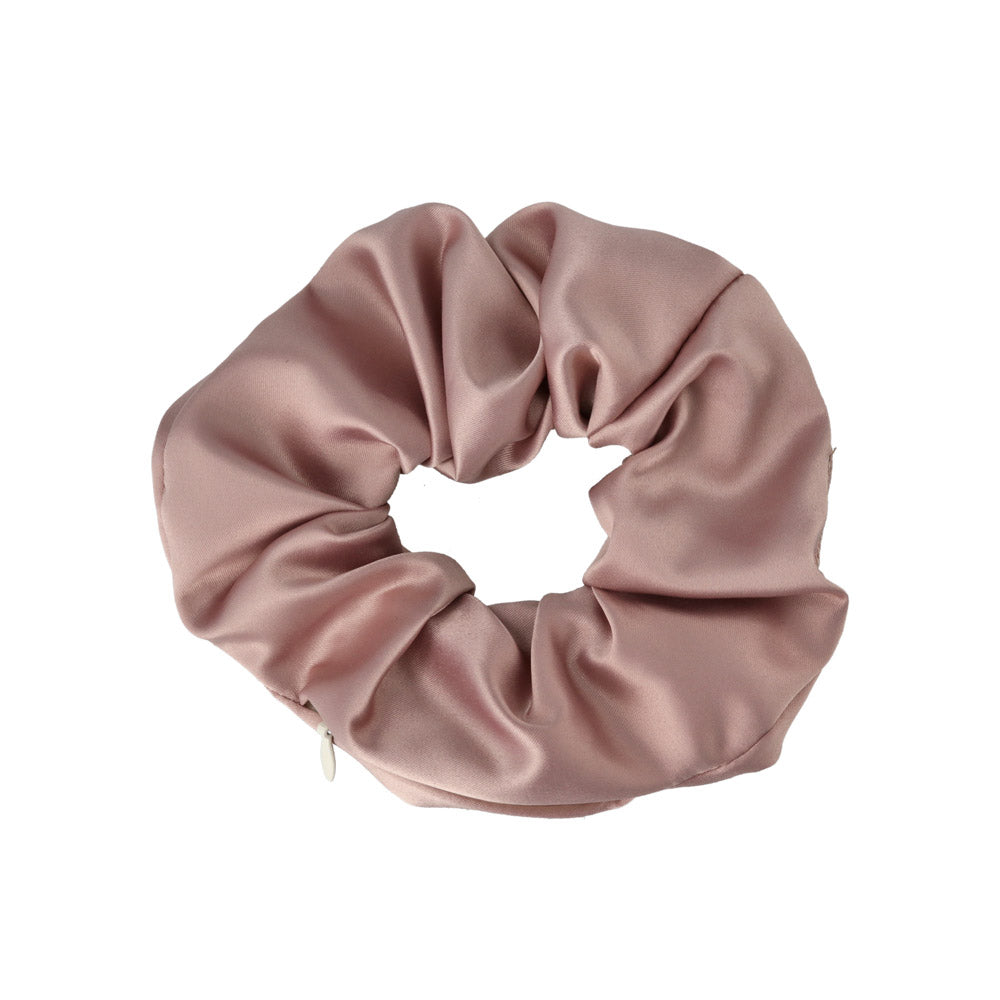シュシュ chouchou pouch ファスナー ポーチ付き サテン カラー