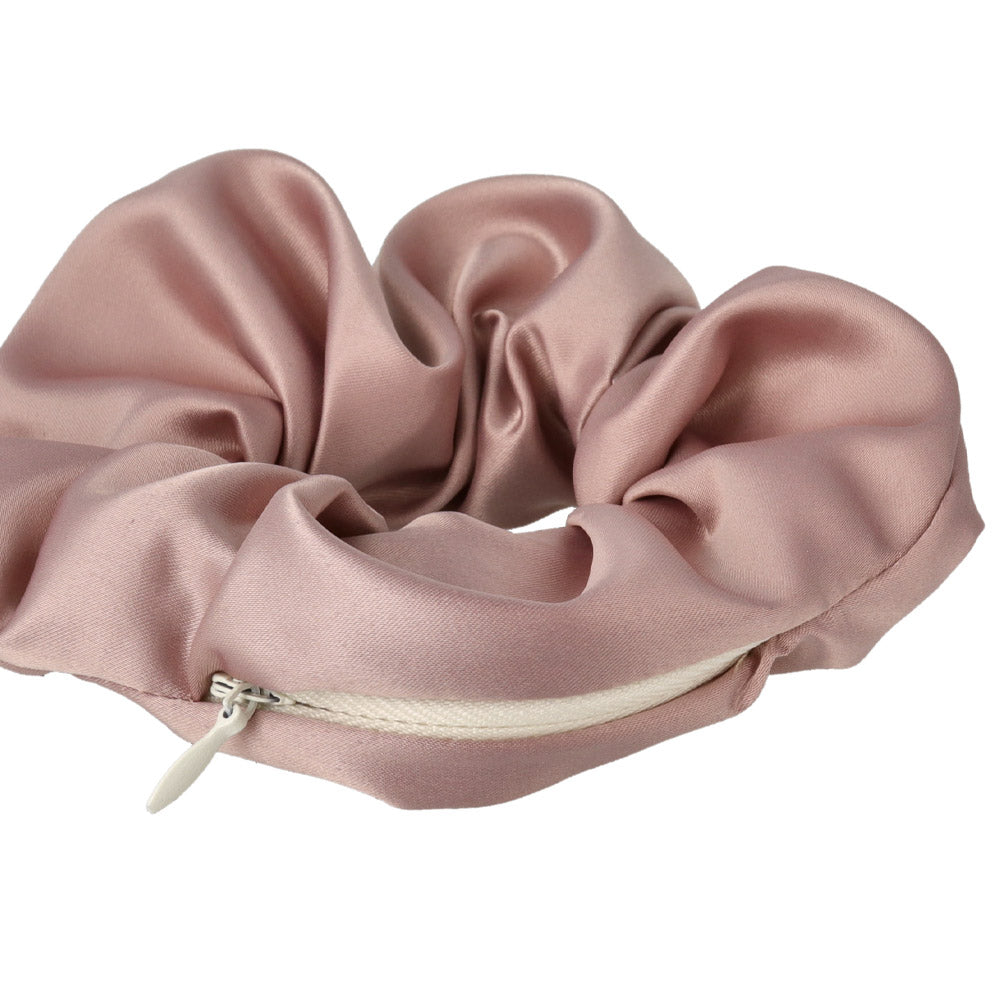 シュシュ chouchou pouch ファスナー ポーチ付き サテン カラー