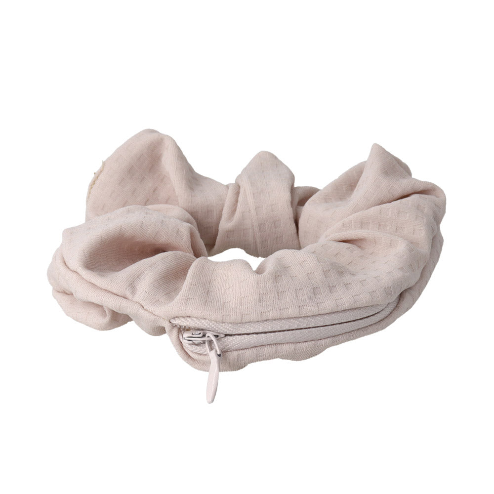 シュシュ chouchou pouch ファスナー ポーチ付き チェック柄 くすみパステル カラー
