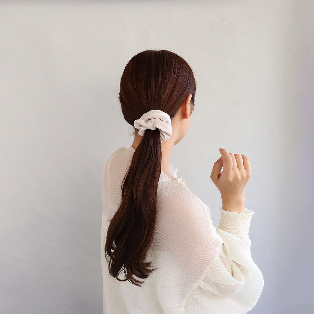 シュシュ chouchou pouch ファスナー ポーチ付き チェック柄 くすみパステル カラー