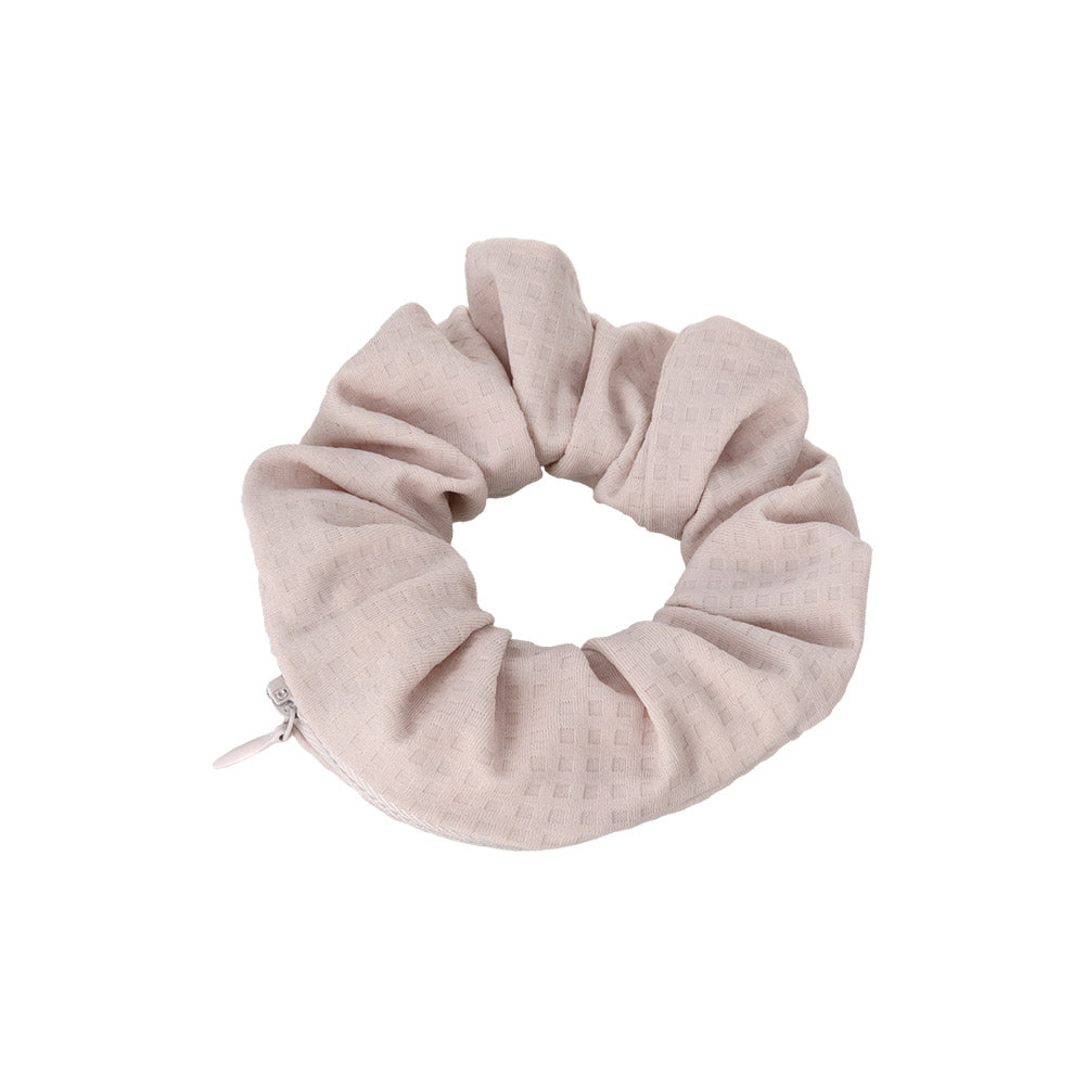 シュシュ chouchou pouch ファスナー ポーチ付き チェック柄 くすみパステル カラー