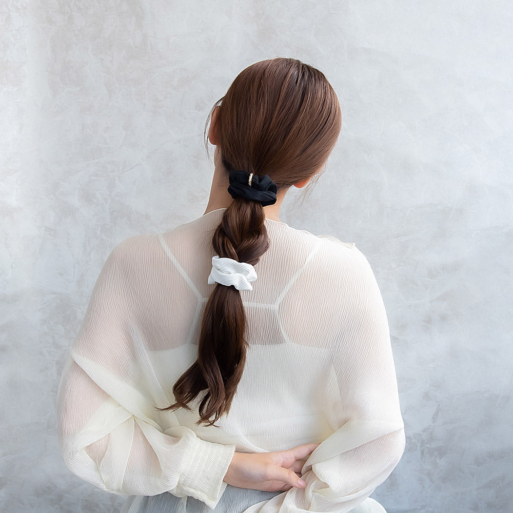シュシュ メタル ツイスト リング カラー 2色 2個セット ヘアゴム ヘアポニー