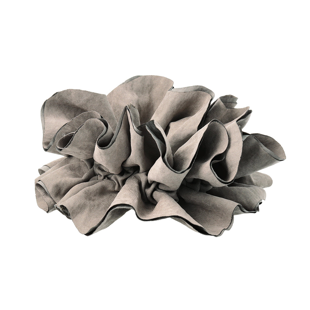 シュシュ フリル スエード風 くすみカラー