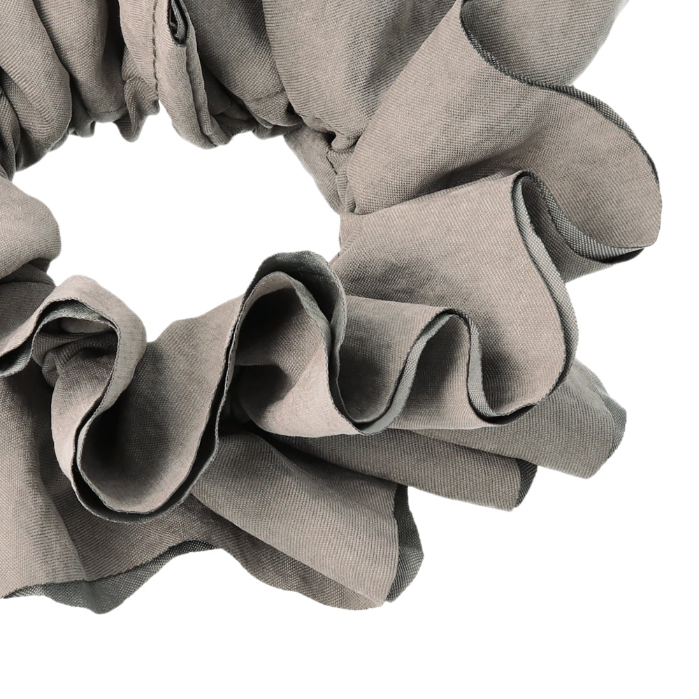 シュシュ フリル スエード風 くすみカラー