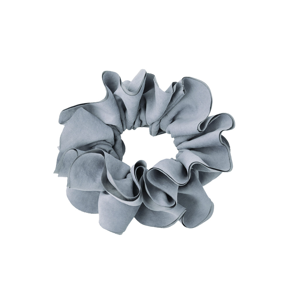 シュシュ フリル スエード風 くすみカラー