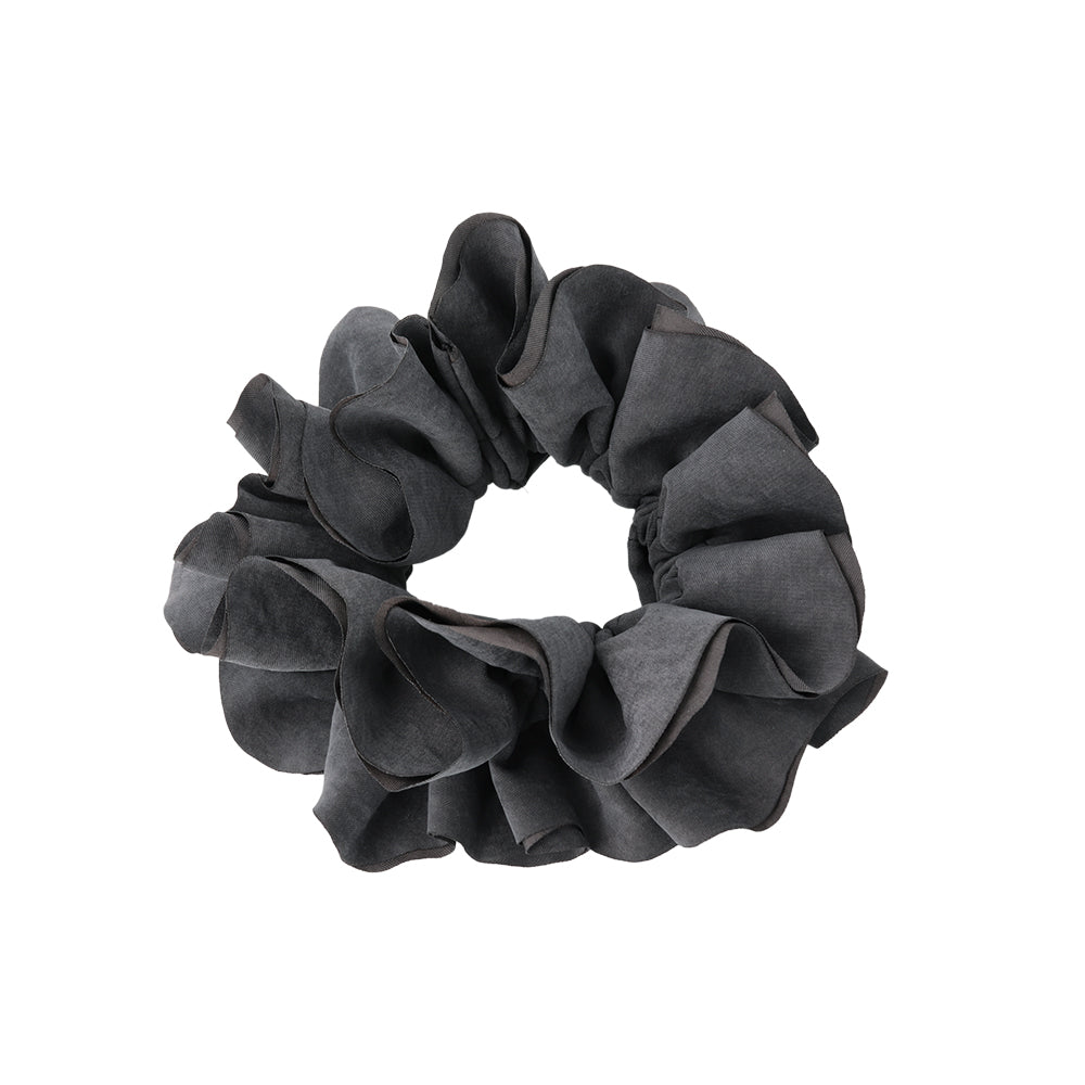 シュシュ フリル スエード風 くすみカラー