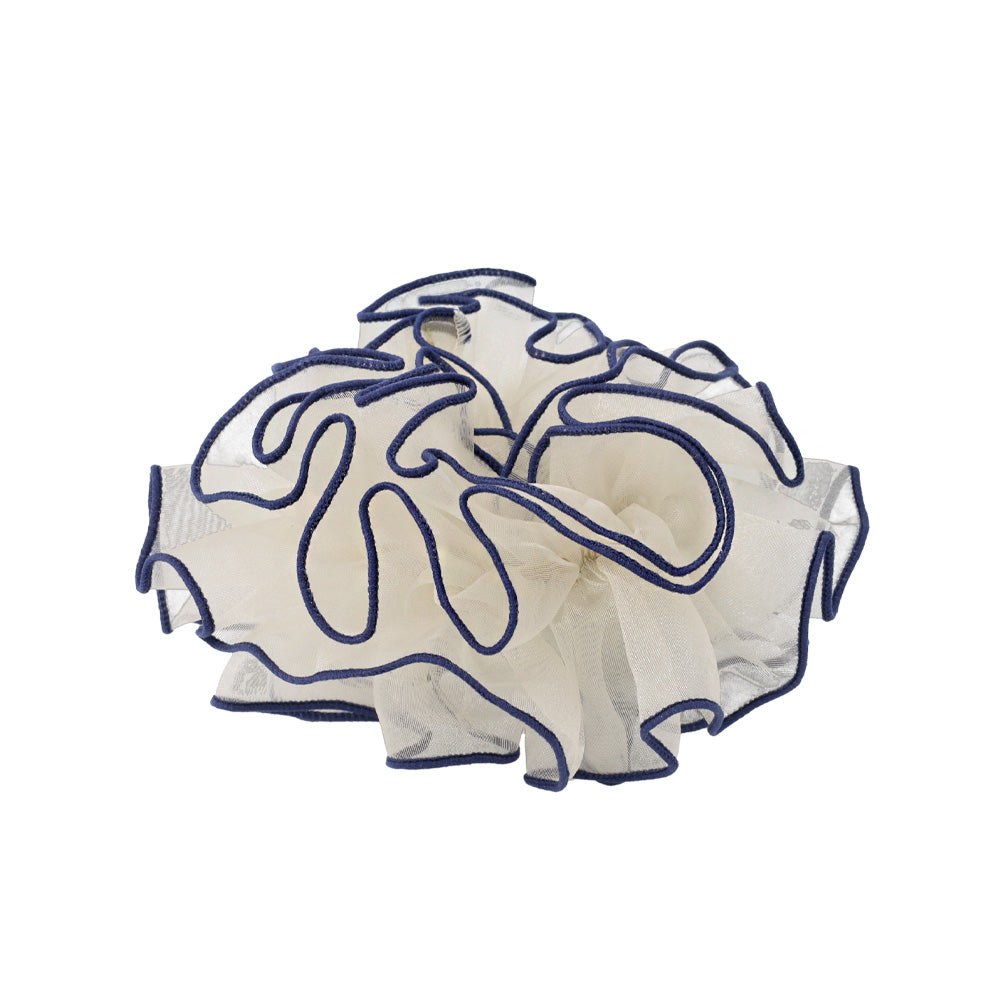 シュシュ シアー ボリューム バイカラーパイピング メロウ加工