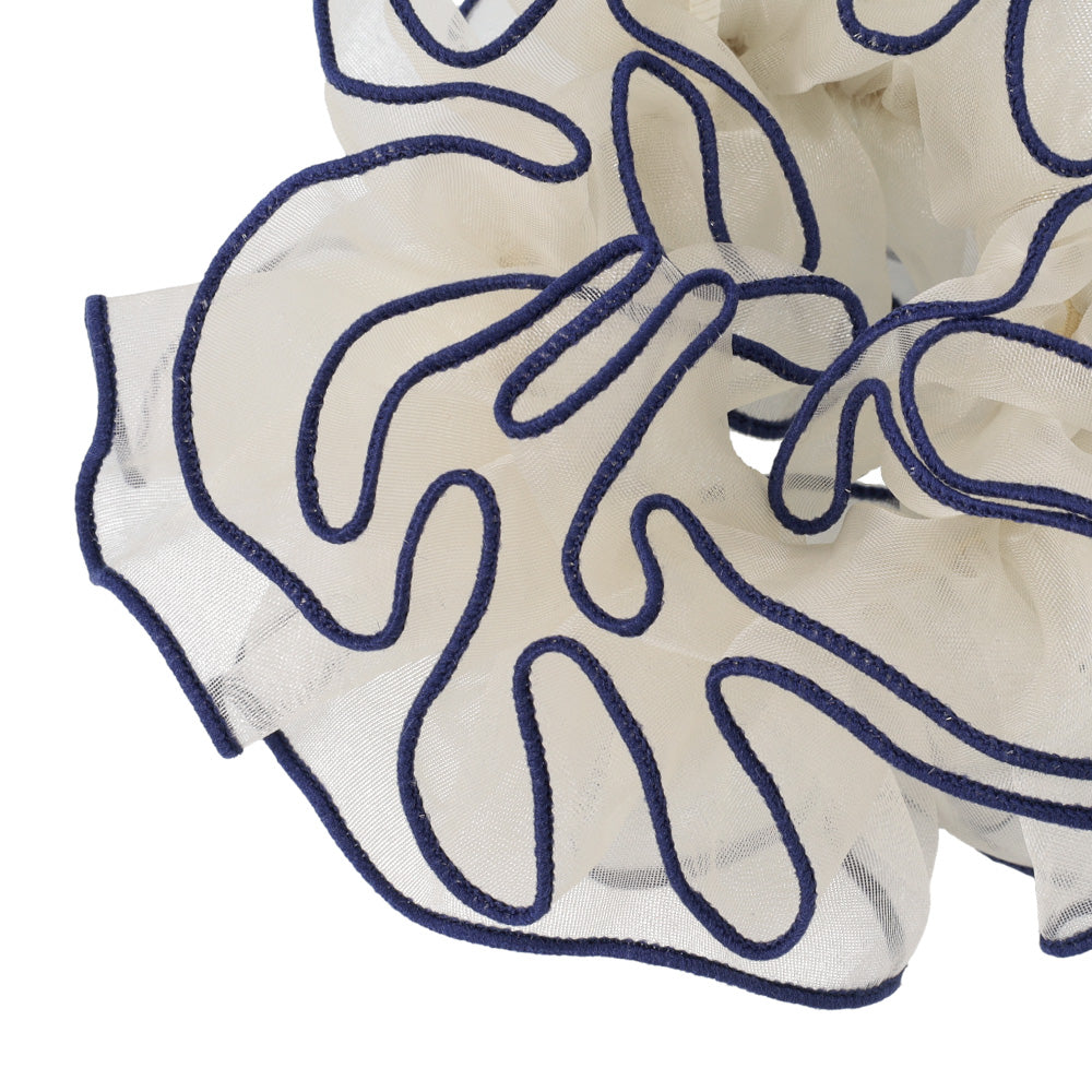 シュシュ シアー ボリューム バイカラーパイピング メロウ加工