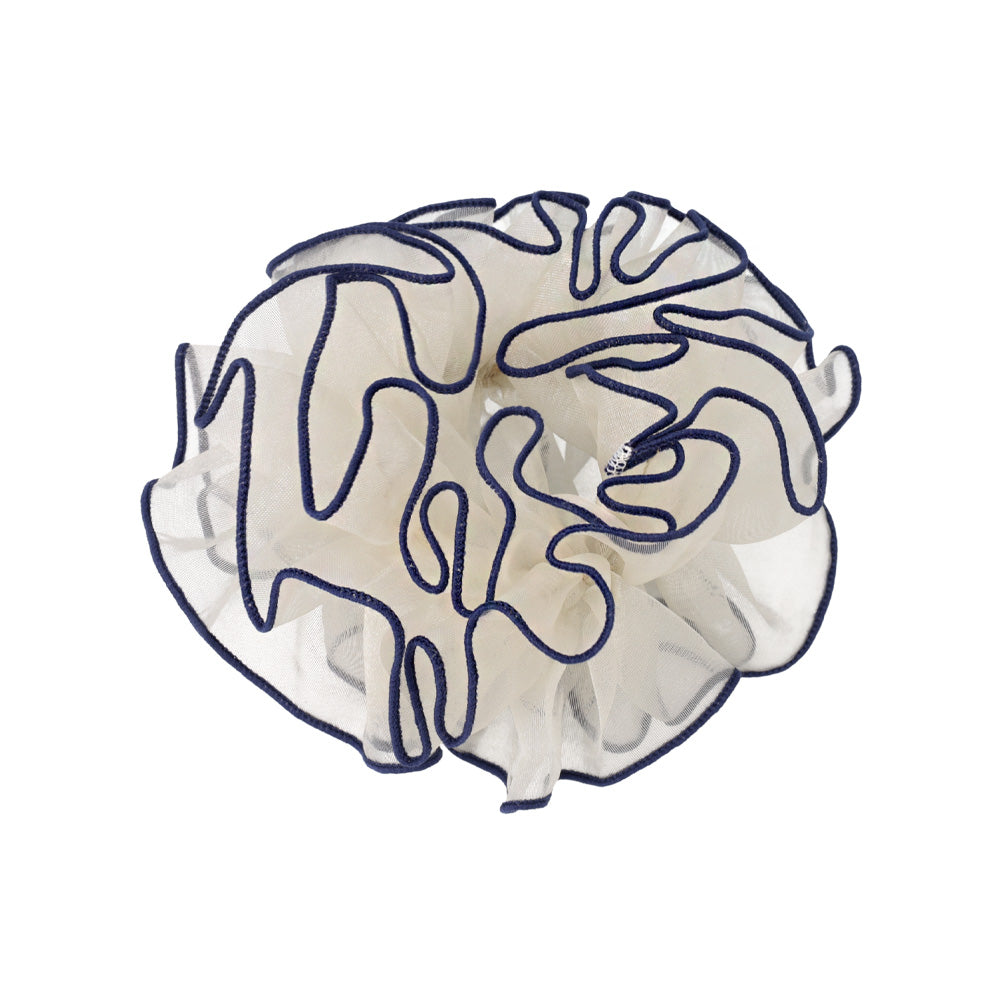 シュシュ シアー ボリューム バイカラーパイピング メロウ加工