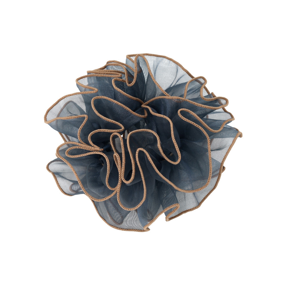 シュシュ シアー ボリューム バイカラーパイピング メロウ加工