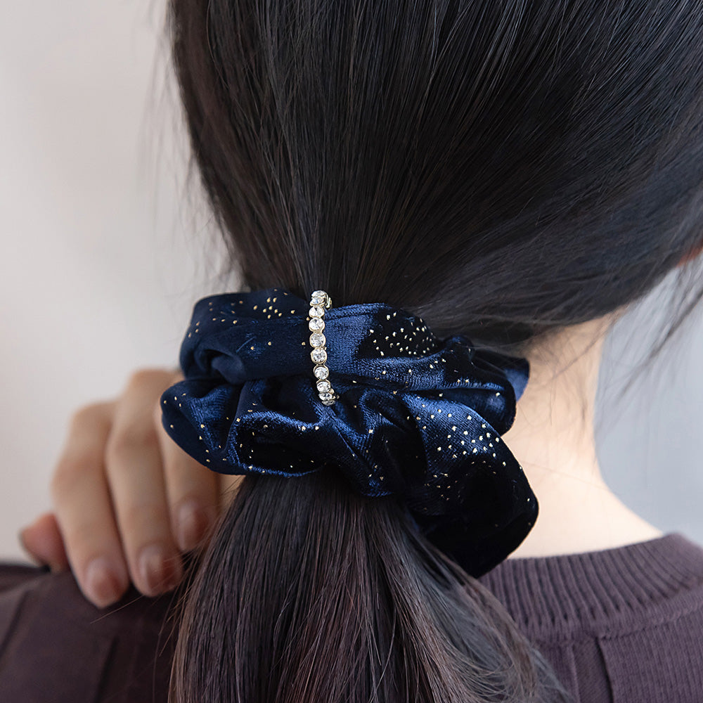 シュシュ ベロア ランダム スタッズ ビジューリング