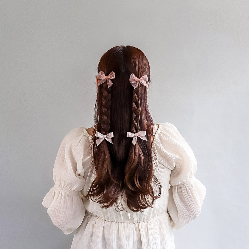 ヘアクリップ Candy Arrange シアー リボン 4個セット ミニクリップ