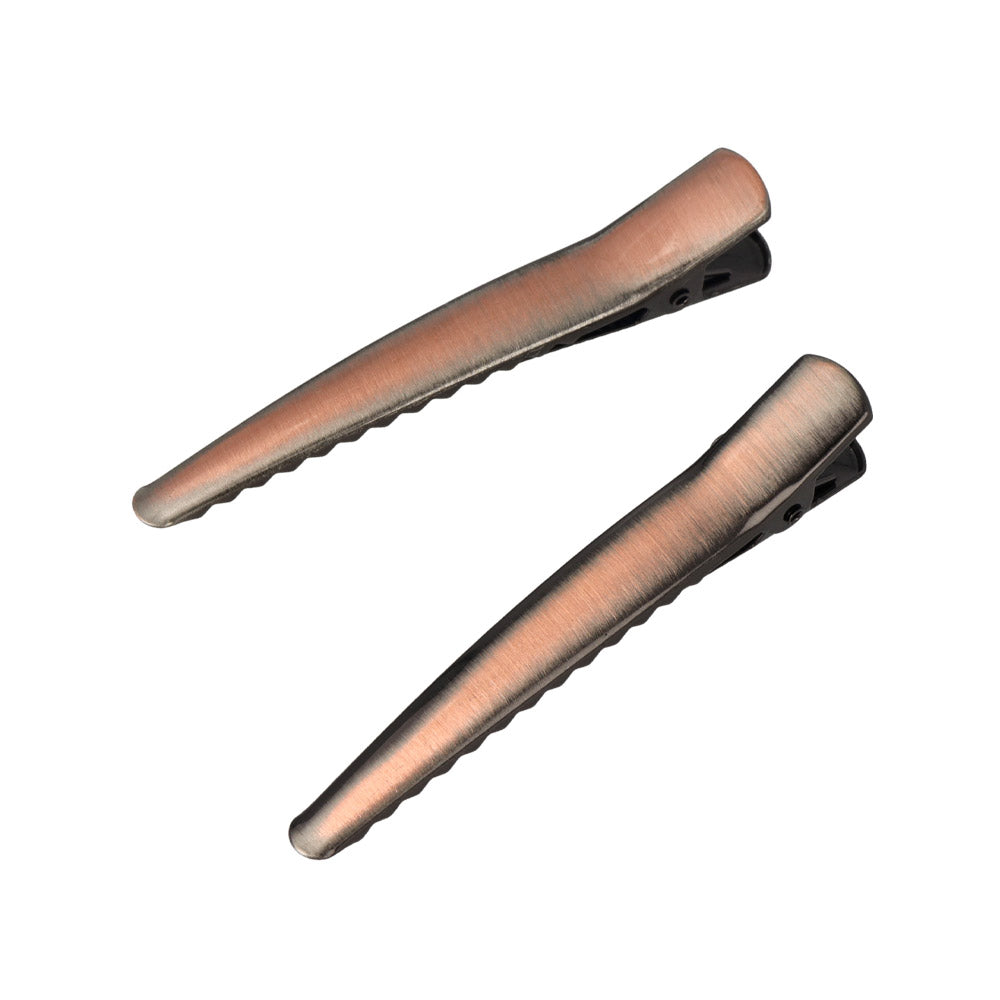ヘアクリップ メタル アンティークブロンズ 2個セット サイドクリップ
