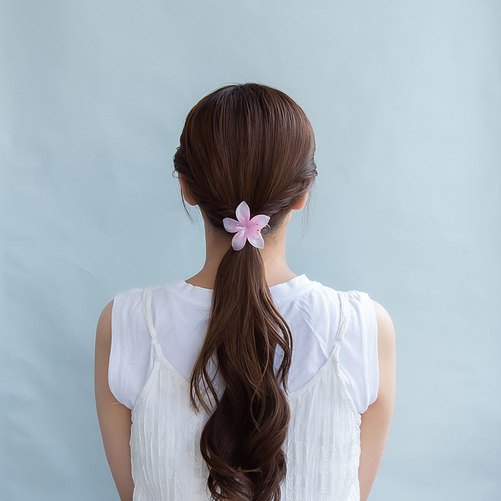 ヘアクリップ プルメリア フラワー 花 カラー 65mm サイドクリップ